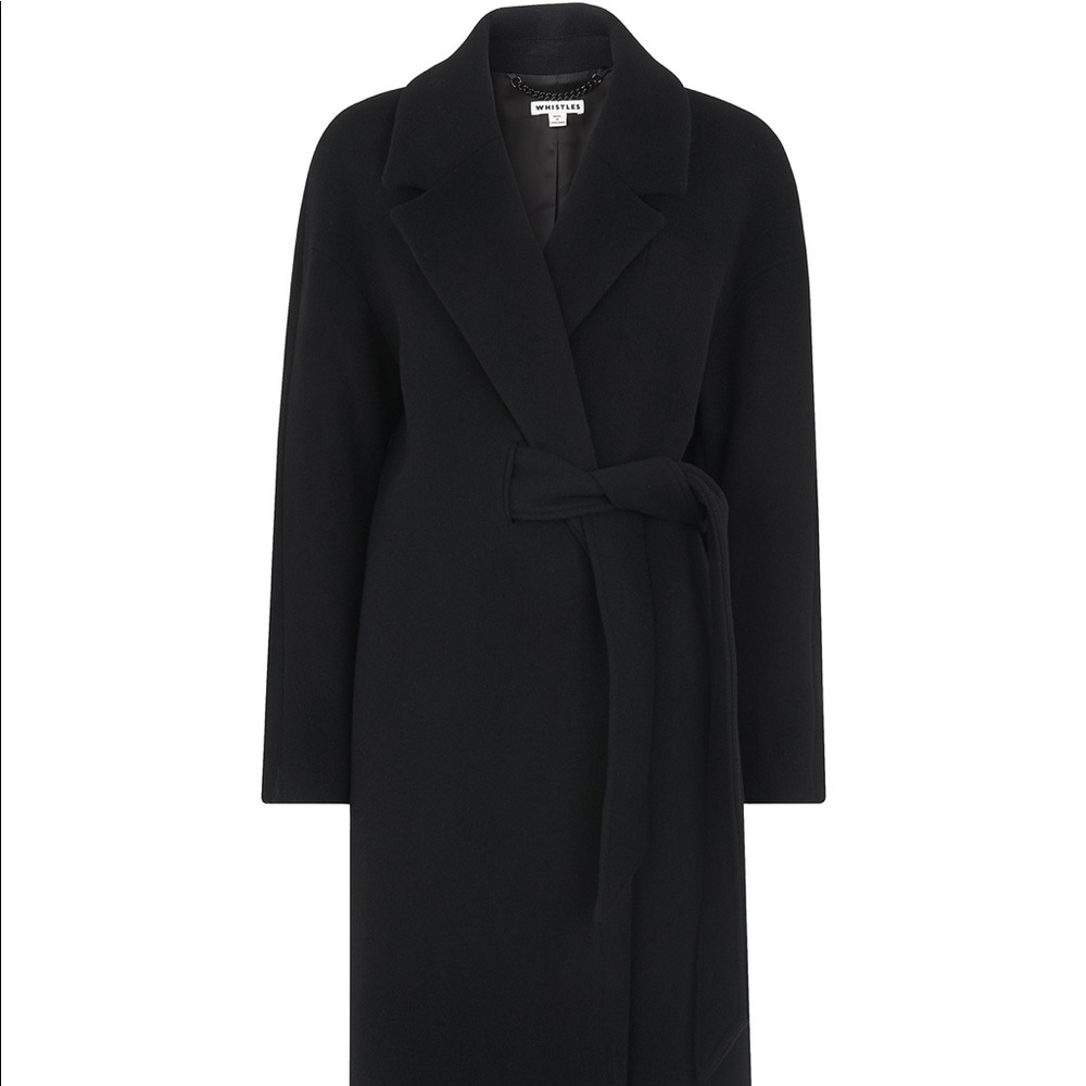 Whistles Brand Black Wool Trench Coat